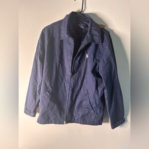 90s Vintage Men’s Medium Polo Ralph Lauren Full Zip Lined Bomber Jacket Blue